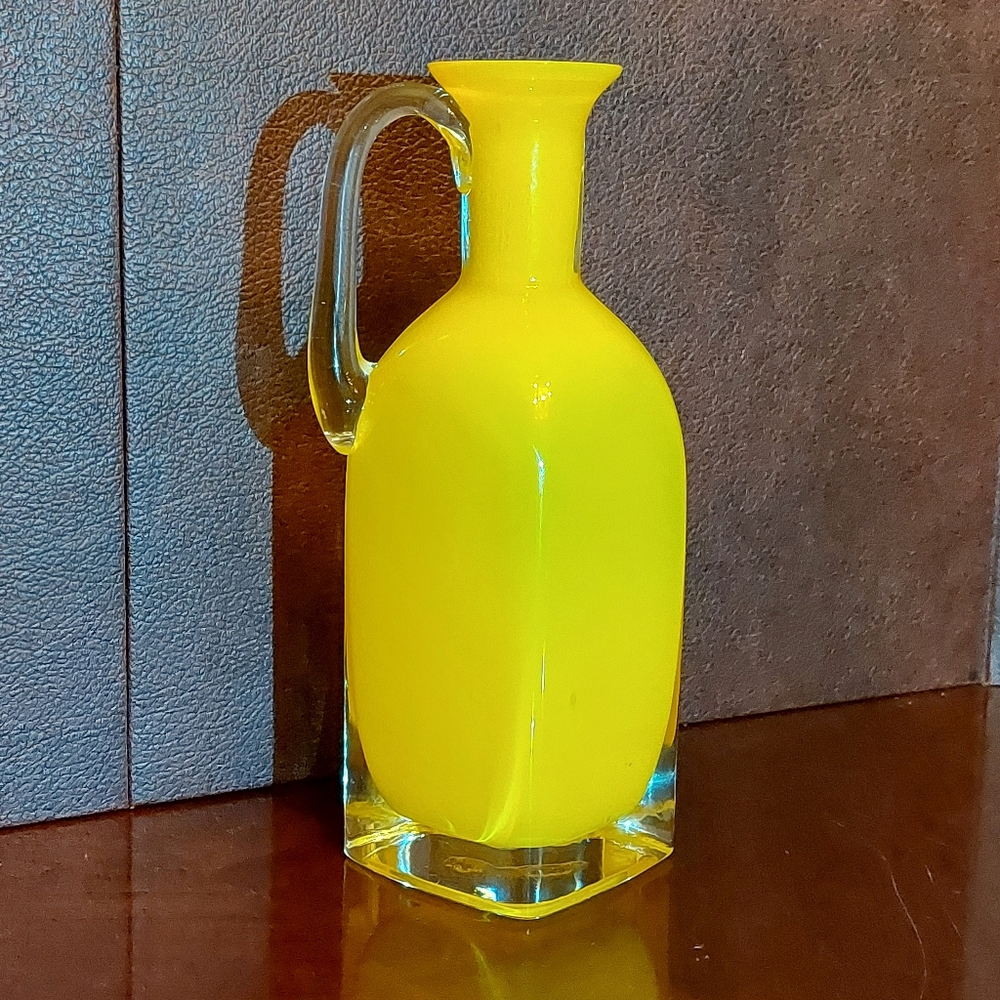 1970’s Yellow Satin Murano Style Carafes in Excellent Condition